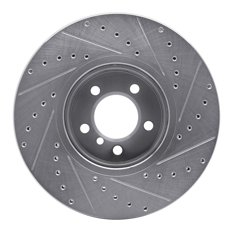 Land Rover Range Rover Brake Rotor (1) - Front Left - R1 Concepts - Drilled & Slotted - Silver - `03-`05